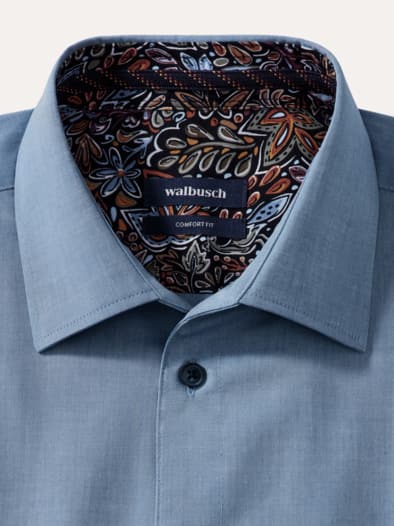 Extraglatt-Hemd Herbstlaub Uni Blau