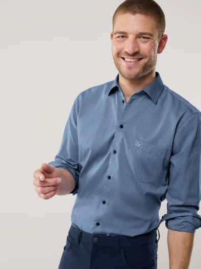 Extraglatt-Hemd Herbstlaub Uni Blau