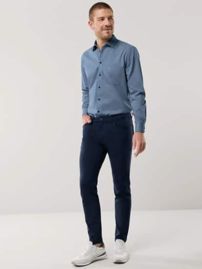 Extraglatt-Hemd Herbstlaub Uni Blau