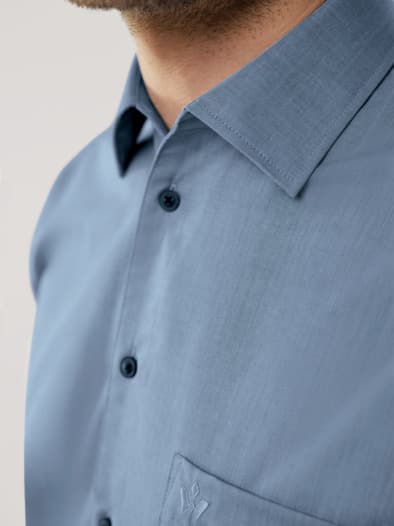 Extraglatt-Hemd Herbstlaub Uni Blau