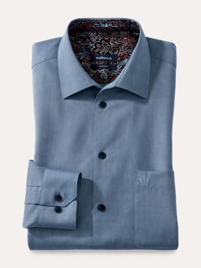 Extraglatt-Hemd Herbstlaub Uni Blau