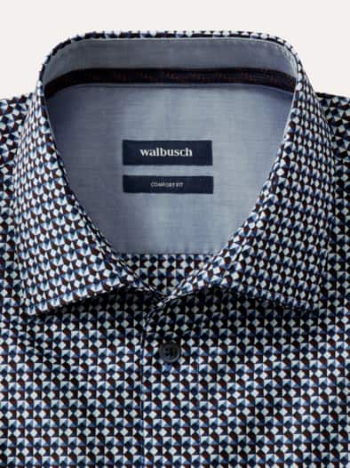 Extraglatt-Hemd Herbstlaub Druck Marine