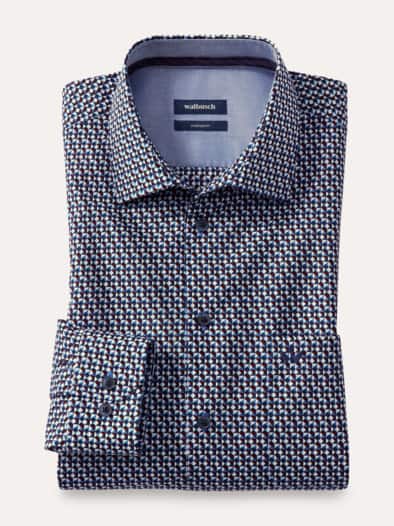 Extraglatt-Hemd Herbstlaub Druck Marine