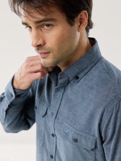 Soft-Cord Overshirt Blau