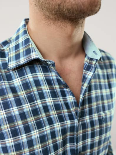 Softflanell-Hemd Fensterkaro Marine