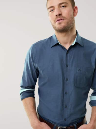 Softflanell-Hemd Uni Marine