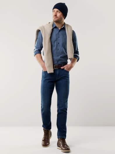 Softflanell-Hemd Uni Marine