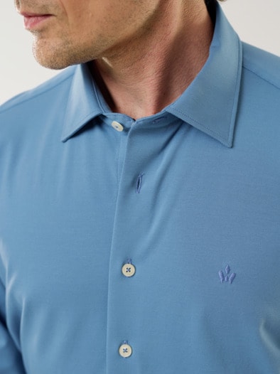 Comfort-Pique Hemd Rauchblau