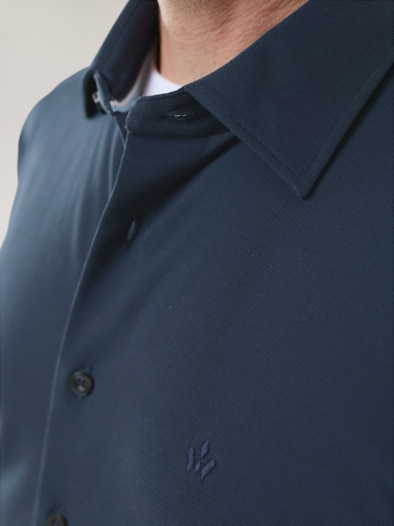 Comfort-Pique Hemd Marine