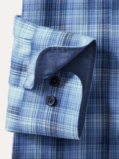 Cashmere-Mix-Hemd Karo Blau