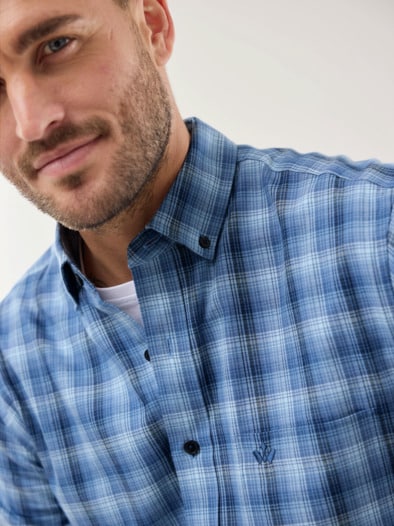 Cashmere-Mix-Hemd Karo Blau