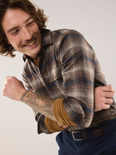 Flanell-Overshirt Karo Braun