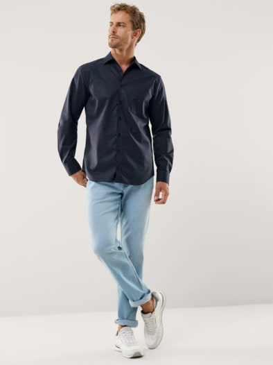 Extraglatt-Hemd Walbusch-Kragen Druck Minimal