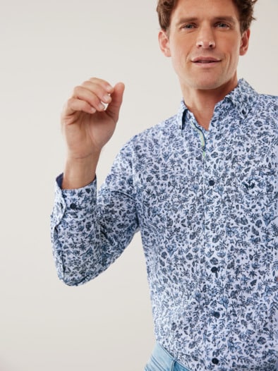 Extraglatt Hemd Frischekick Druck Blau