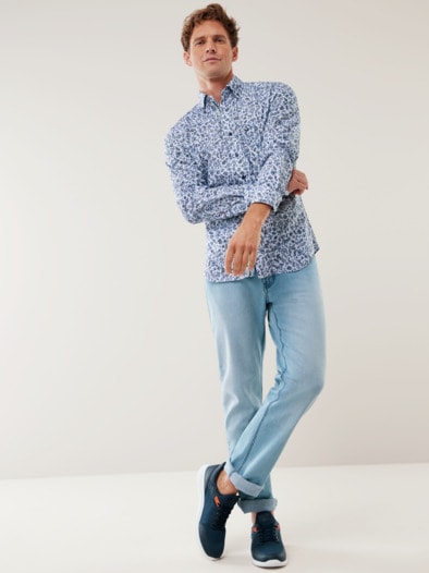 Extraglatt Hemd Frischekick Druck Blau