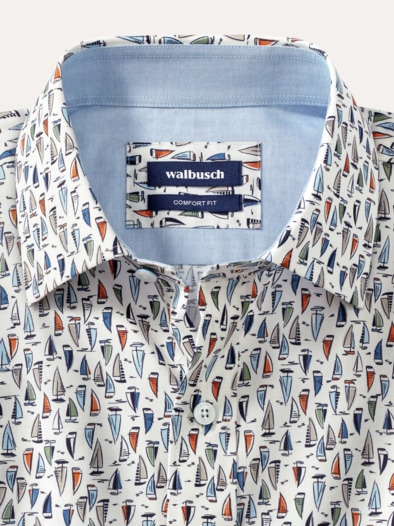 Extraglatt-Hemd Soft-Twill Druck Marine
