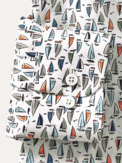 Extraglatt-Hemd Soft-Twill Druck Marine