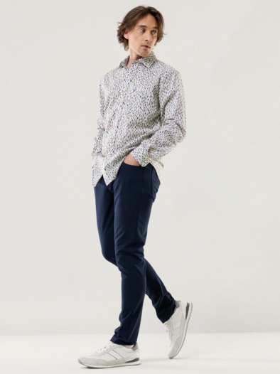 Extraglatt-Hemd Soft-Twill Druck Marine
