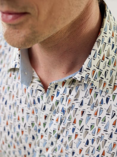 Extraglatt-Hemd Soft-Twill Druck Marine