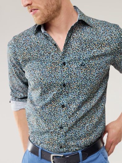 Extraglatt-Hemd Soft-Twill Druck Multi