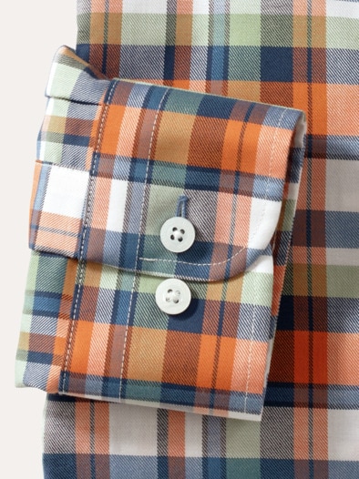 Extraglatt-Hemd Soft-Twill Karo Orange