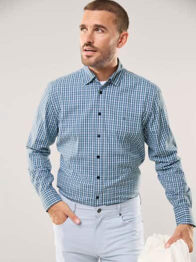 Hemd aus Royal-Oxford Vichy Blau