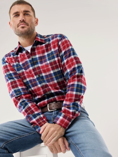 Sturmtief Flanell-Hemd Tartan Rot
