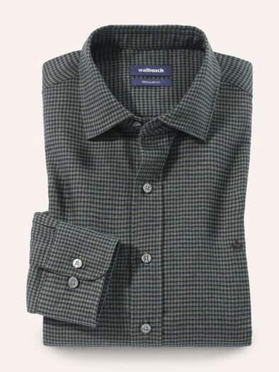 Soft-Flanell Hemd mit Kent-Kragen Minikaro Oliv
