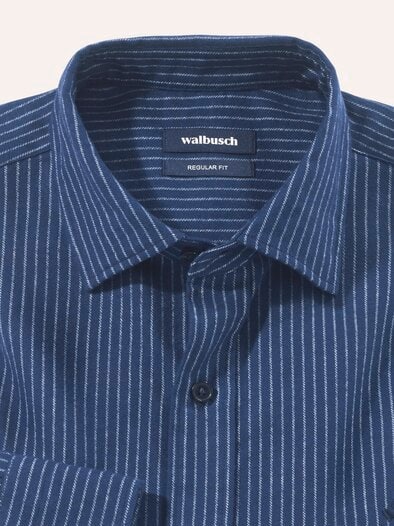 Soft-Flanell Hemd mit Kent-Kragen Streifen Marine