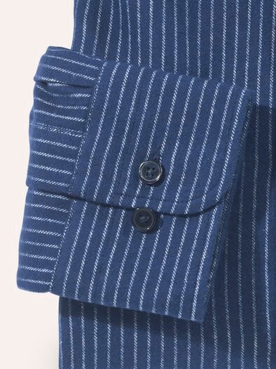 Soft-Flanell Hemd mit Kent-Kragen Streifen Marine