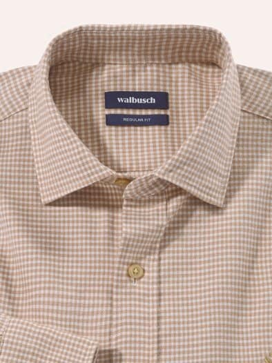 Soft-Flanell Hemd mit Kent-Kragen Minikaro Natur