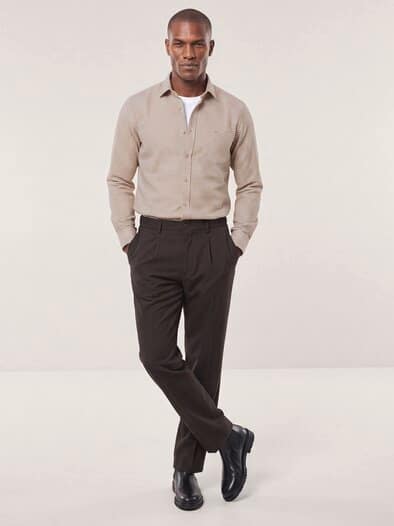 Soft-Flanell Hemd mit Kent-Kragen Minikaro Natur