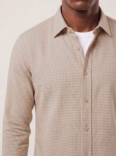 Soft-Flanell Hemd mit Kent-Kragen Minikaro Natur