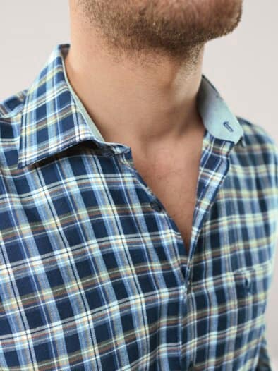 Softflanell-Hemd Fensterkaro Marine