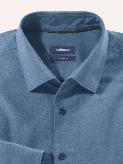 Hemd aus melierter Baumwolle Jeansblau