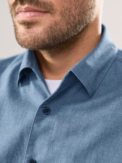 Hemd aus melierter Baumwolle Jeansblau