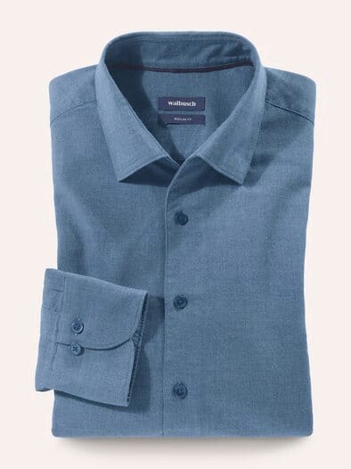 Hemd aus melierter Baumwolle Jeansblau