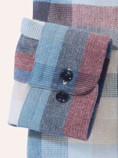 Hemd aus portugiesischem Flanell Blockkaro Bordeaux