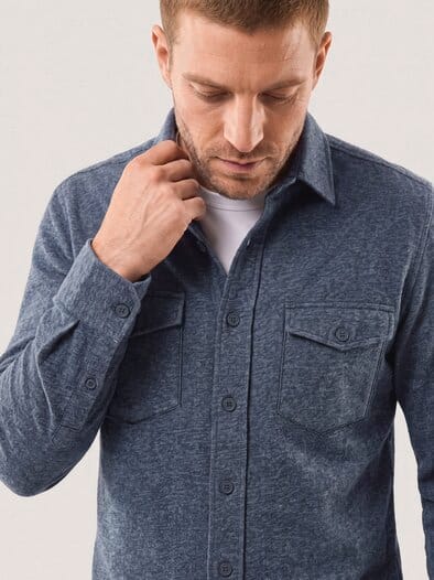 strukturiertes Flanell-Hemd Marine