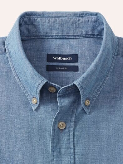 Chambray-Hemd Uni Indigo