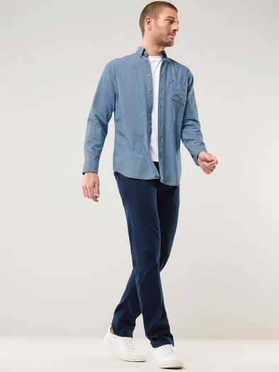 Chambray-Hemd Uni Indigo