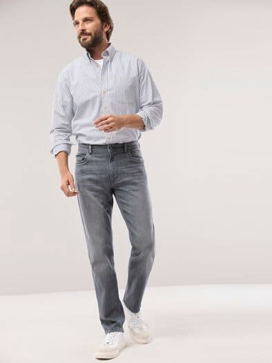 Chambray-Hemd Streifen Bleu