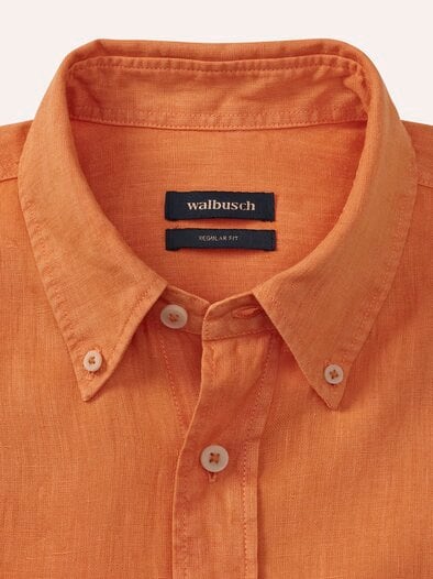 Pures Leinen Hemd Überfärber Orange