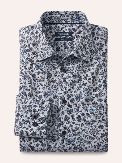 Extraglatt Hemd Druck Blau