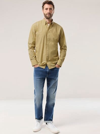 Soft-Cotton Hemd Fensterkaro Gelb