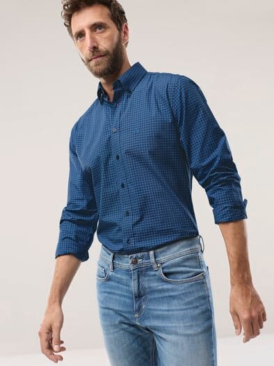 Soft-Cotton Hemd Fensterkaro Marine