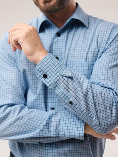 Extraglatt-Hemd Fensterkaro Blau