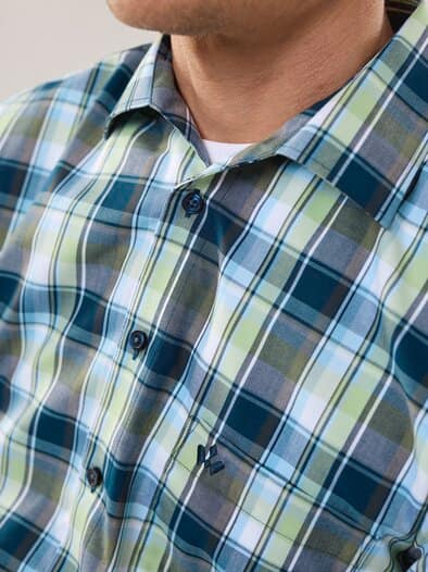 Extraglatt-Hemd Karo Oliv