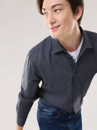 Extraglatt-Hemd Walbusch-Kragen Minimal Druck