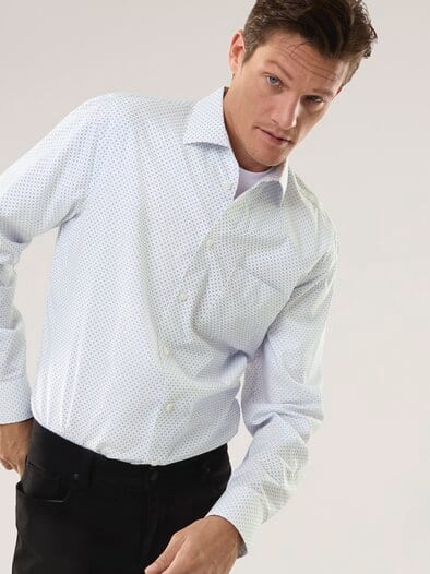 Extraglatt-Hemd Walbusch-Kragen Druck Weiß